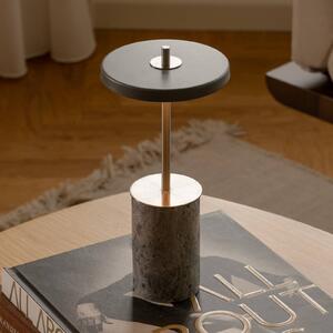 UMAGE Akumulátorová lampa Asteria MOVE MINI, mramorovo sivá/oceľová, IP44, Hliník / sivá / zinok, Obývacia izba / jedáleň, Kameň, Dizajn, Stojacie svietidlo