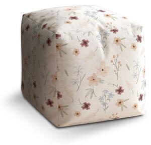 Sablio Taburet Cube Romantické kvety - 40x40x40 cm