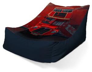Sablio Sedací vak Lounge Červený poschodový autobus Vlajka - 80 x 95 x 50 cm