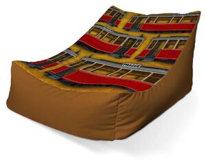 Sablio Sedací vak Lounge Pražské historické električky Žltý Pattern - 80 x 95 x 50 cm
