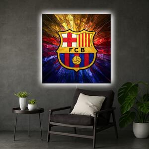 Svietiaci obraz Logo FC Barcelona - Sklenený krištáľový efekt