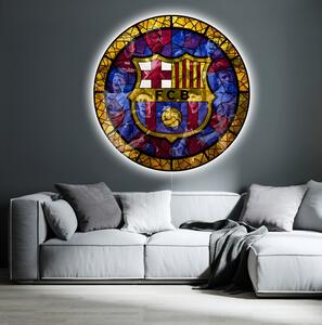 Svietiaci obraz Logo FC Barcelona - Sklenený efekt
