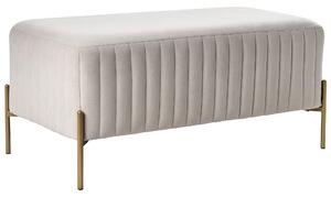 Lavička krémová biela zamatové čalúnenie zlaté kovové nohy 91 x 47 cm obdĺžnikový taburet glamour obývacia izba