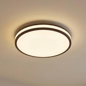 Stropné LED svetlo Lindby Emiva, Ø 40 cm, tmavé drevo,, Tmavé drevo, Obývacia izba / jedáleň, Drevo, Moderný, Závesné svietidlo