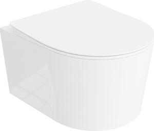 LAVITA závesné WC Loso | závesné WC | WC poklop s mäkkým zatváraním a kovovými závesmi | závesné WC bez ráfika | WC misa | 360x450x350 cm | biely lesk