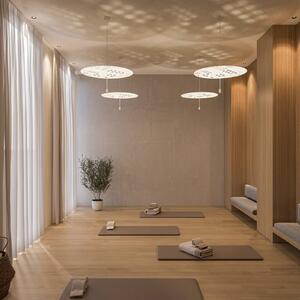 WEVER & DUCRÉ LED závesné svietidlo Shedda Ø 70 cm, farba svetla 2700 K, Krémová / jantárovo žltá, Obývacia izba / jedáleň, Hliník, Moderný, Závesné svietidlo