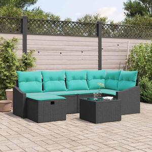 Maison Exclusive - Sedacia súprava s vankúšmi s úložným priestorom Čierna Poly-rattan