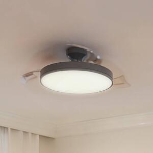 Stropný ventilátor Philips LED Atlas, niklová farba, tichý,, Hliník / sivá / zinok, Obývacia izba / jedáleň, kov, Moderný