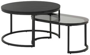 SADA KONFERENČNÝCH STOLÍKOV, čierna, kov, sklo, kompozitné drevo, 70/42/70 cm MID.YOU - Stolíky do obývačky, Online Only