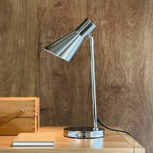 Dyberg Larsen stolová lampa DL12, chróm, výška 44,5 cm, kov, Chrómová / strieborná, Obývacia izba / jedáleň, kov, Dizajn, Stojacie svietidlo