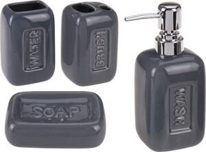 Súprava kúpeľňových doplnkov Bathroom Solutions, keramika, 4 kusy, antracit