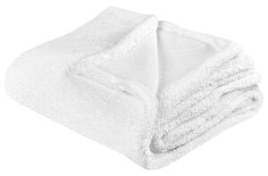 Deka biela polyester umelá kožušina 125 x 150 cm mäkká huňatá prikrývka textilné doplnky obývacia izba spálňa