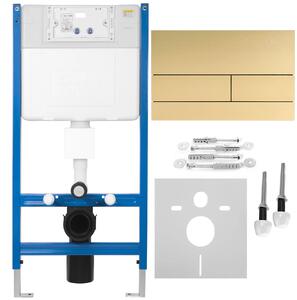 Podomietkový WC systém K011A-Q + tlačidlá T Brush Gold