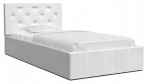 Luxusná posteľ CRYSTAL biela 120x200 s kovovým zdvižným roštom