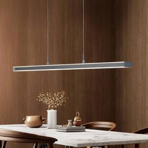 LED závesné svietidlo Valeno, sivá, dĺžka 115 cm, dotykový stmievač, Hliník / sivá / zinok, Obývacia izba / jedáleň, kov, Moderný, Závesné svietidlo