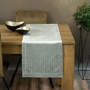 Dekorstudio Behúň na stôl ROYAL 3 z lesklého zamatu s kamienkami v striebornej farbe Rozmer behúňa (šírka x dĺžka): 35x140cm