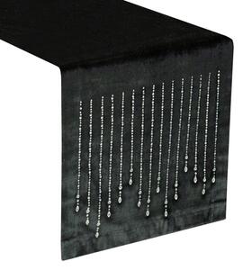 Dekorstudio Behúň na stôl ROYAL 3 z lesklého zamatu s kamienkami v čiernej farbe Rozmer behúňa (šírka x dĺžka): 35x140cm