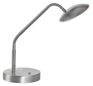 Stolová LED lampa Tallri, nikl, výška 60 cm, dotykový stmievač, Hliník / sivá / zinok, Obývacia izba / jedáleň, kov, Moderný