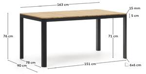 MUZZA Záhradný stôl noba 160 x 90 cm čierny