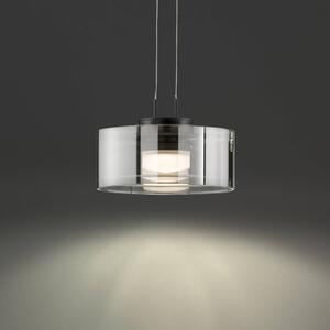 LED závesné svietidlo LAVIN, čierna/dymová, Ø 20 cm kov/sklo stmievateľné, Čierna, Obývacia izba / jedáleň, kov, Moderný, Závesné svietidlo