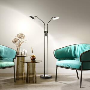 LED stojacia lampa Tallri čierne Výška 135 cm 2-pl. Touchdim, Čierna, Obývacia izba / jedáleň, kov, Moderný, Stolová lampa