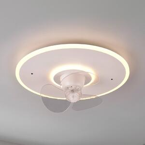 LED ventilátor Nybro, biely, DC, tichý, Ø 50 cm, diaľkové ovládanie, Biela / opálová, Obývacia izba / jedáleň, kov, Moderný, Závesné svietidlo
