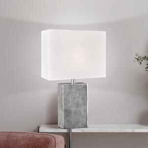 Stolová lampa Amiens, biela/nikel, výška 50 cm, ľan/kov, Biela / opálová, Obývacia izba / jedáleň, Textil / látka / hodváb, Stojacie svietidlo