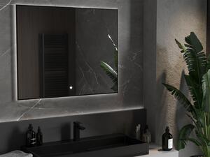 Mexen Erma, LED kúpeľňové zrkadlo s podsvietením a čiernym rámom 100x80 cm, 6000K, ochrana proti zahmlievaniu, 9814-100-080-611-70