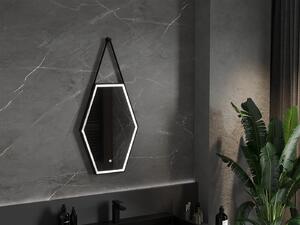 Mexen Orla, LED kúpeľňové zrkadlo s podsvietením a čiernym rámom 50x70 cm, 6000K, ochrana proti zahmlievaniu, 9815-050-070-611-70