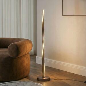 Lindby LED stojacia lampa Jaren, čierne/hnedé, 114 cm,, Hnedá / hrdzavá, Obývacia izba / jedáleň, kov, Moderný