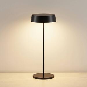 Nabíjateľná stolová lampa Lucande LED Tibia, čierna, hliník, USB, IP54