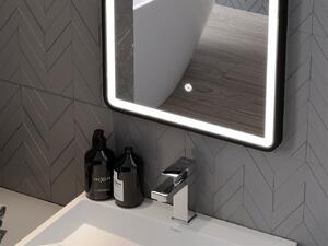 Mexen Coro, LED kúpeľňové zrkadlo s podsvietením a čiernym rámom 45x120 cm, 6000K, ochrana proti zahmlievaniu, 9817-045-120-611-70