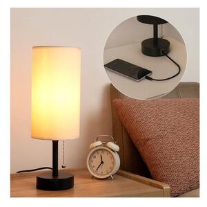 Brilagi - Stolná lampa so USB portom TABLON 1xE27/25W/230V čierna/krémová