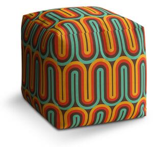 Sablio Taburet Cube Retro vlny: 40x40x40 cm