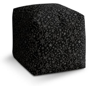 Sablio Taburet Cube Vianoce na čiernej: 40x40x40 cm