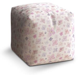 Sablio Taburet Cube Fialové kvety: 40x40x40 cm