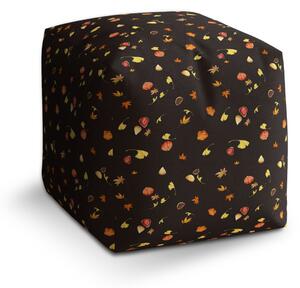 Sablio Taburet Cube Jeseň na čiernej: 40x40x40 cm