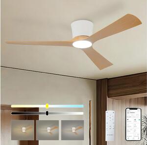 ZEVENTI - LED stropný ventilátor AUREX LED/24W/230V Wi-Fi Tuya biela/dub + diaľkový ovládač