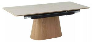 Signal Jedálenský rozkladací stôl Monaco, 160-200cm, travertín béžová matná / dub