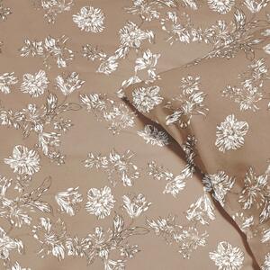 Goldea luxusné obliečky z bavlneného saténu - ľalie na hnedom 140 x 200 a 70 x 90 cm