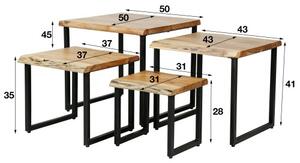 Konferenčný stôl 21-53 Edge 50x50cm 4-set Drevo Acacia-Komfort-nábytok