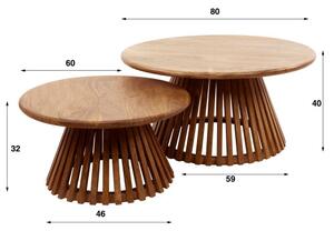 Konferenčný stôl 23-87 Tweak Ø80cm 2-set Drevo Mango-Komfort-nábytok