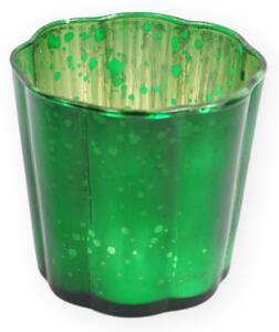 Zelený sklenený svietnik RAINBOW WAVY 8 cm