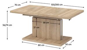 KONDELA Jedálenský/konferenčný rozkladací stôl, dub sonoma, 120-200x70 cm, ARTON