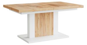KONDELA Jedálenský/konferenčný rozkladací stôl, dub craft zlatý/biela, 120-180x70 cm, OLION