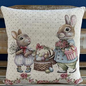 Veľkonočná gobelínová obliečka na vankúš 42x42 cm Eden 1292 GR Farba Viacfarebná Rozmery 42x42 cm