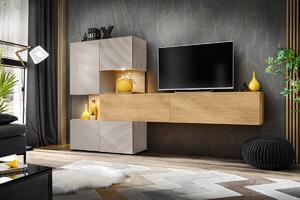 PROFI Obývacia stena BRICK cashmere - hickory natura