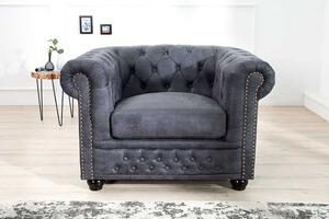 Luxusné kreslo Chesterfield Vintage sivé