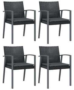 Záhradné stoličky s vankúšmi 4 ks čierne 56,5x57x83cm polyratan