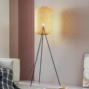 Stojacia lampa Lucande Jorick, bambus, trojnožka, výška 166 cm